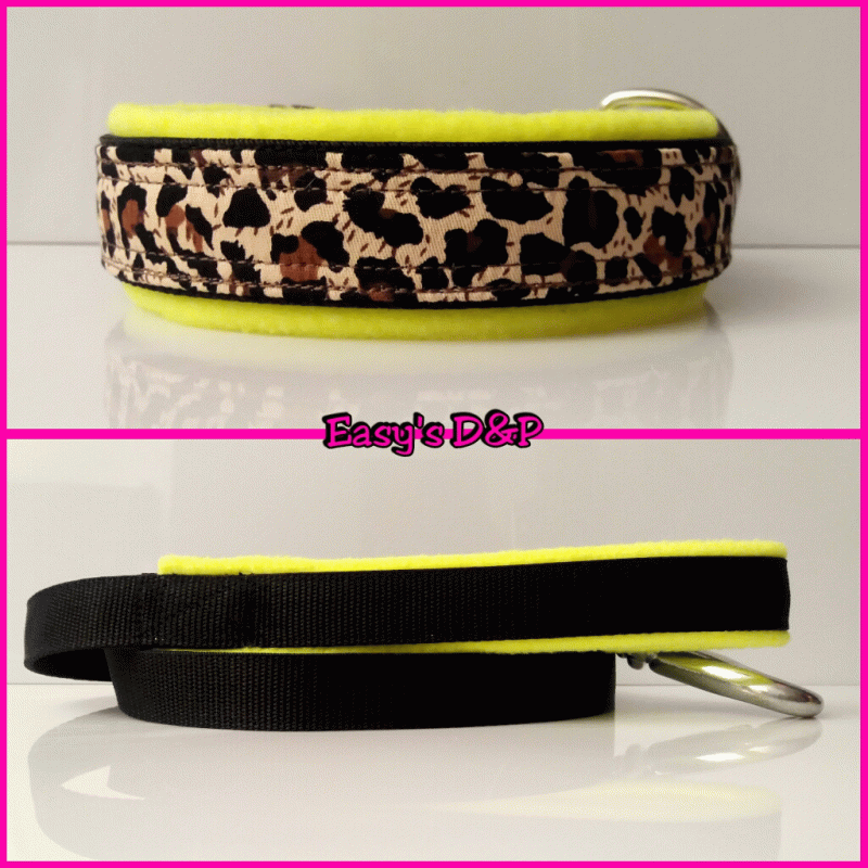 Panterprint zwart neon geel fleece hb