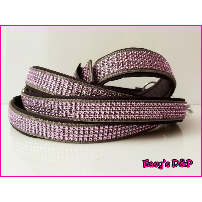 Lijn bling grijs met baby roze