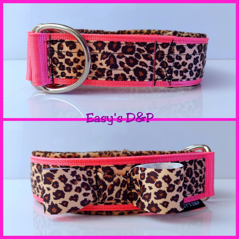 Halfcheck roze strik panterprint OP=OP