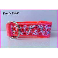 Halfcheck neon roze bloemetjes 