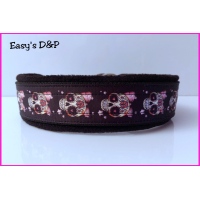 Halfcheck zwart skull strik halsband