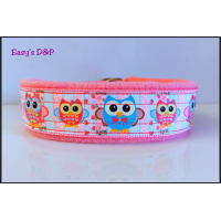 Halfcheck halsband baby roze uiltjes 