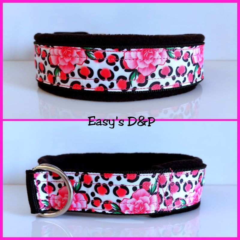 Halfcheck halsband zwart panterprint 