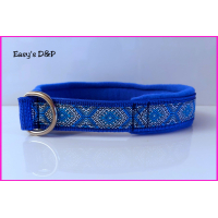 Halfcheck halsband sneeuwvlokjes blauw 