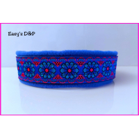 Halfcheck halsband blauw bloemen OP=OP
