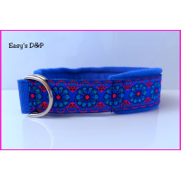 Halfcheck halsband blauw bloemen OP=OP