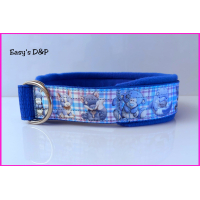 Halfcheck halsband diertjes blauw OP=OP