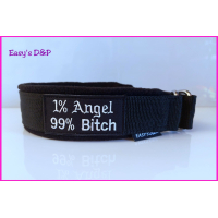 Halfcheck halsband zwart 1% angel bitch