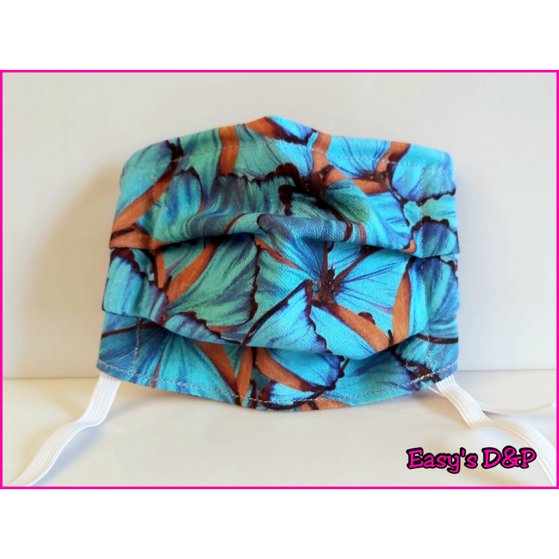 Mondkapje vlinders turquoise 