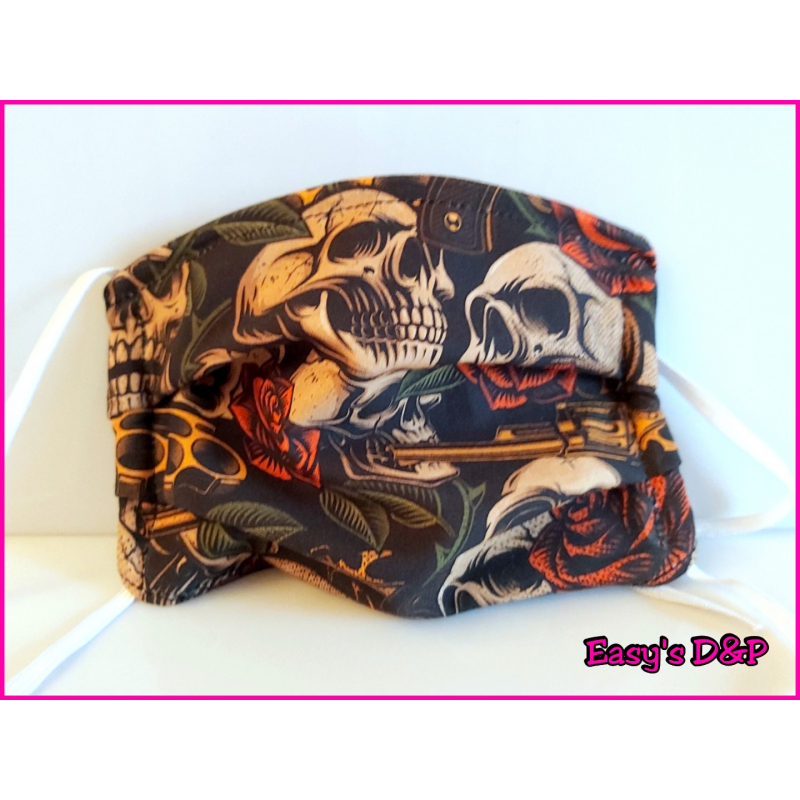 Mondkapje skull rozen pistool 