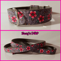 Grijs barok roze bloemen hb