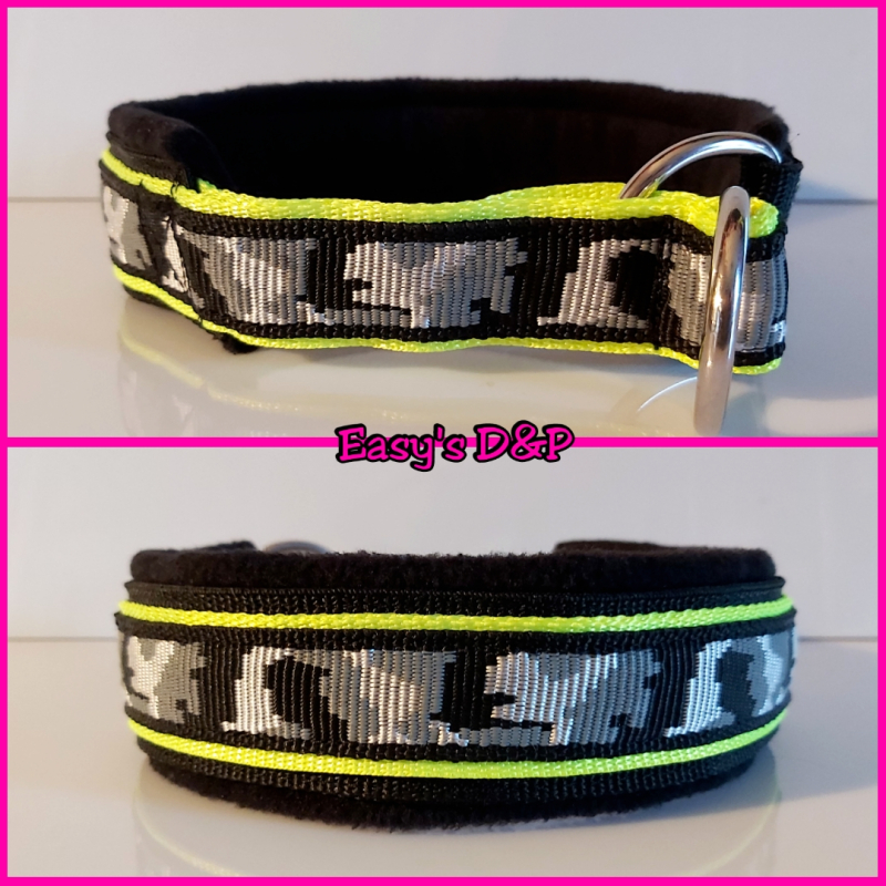 Sliphalsband camouflage grijs zwart neon geel 