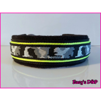 Sliphalsband camouflage grijs zwart neon geel 