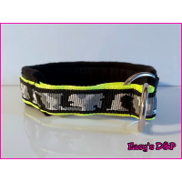 Sliphalsband camouflage grijs zwart neon geel 