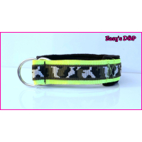 Halfcheck neon geel groen camo zwart fleece 