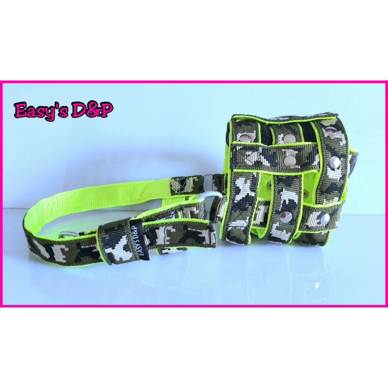 Muilkorf neon geel groen camo zwart fleece 