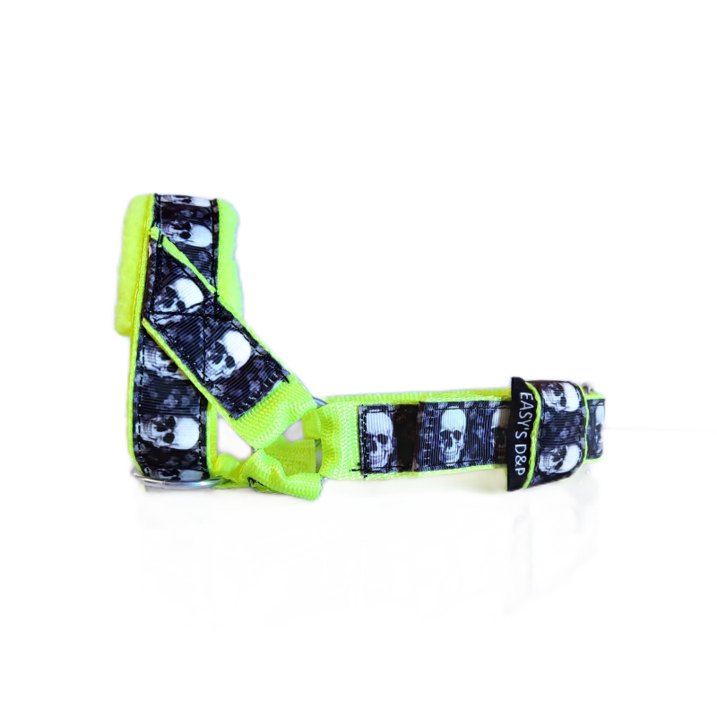 Hoofdhalster hond neon geel skull echt 