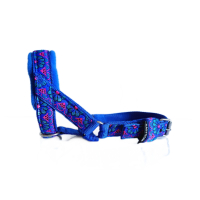 Hoofdhalster hond blauw bloemen