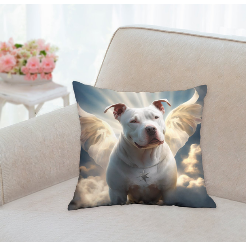 Kussentje wit pibull vleugels 