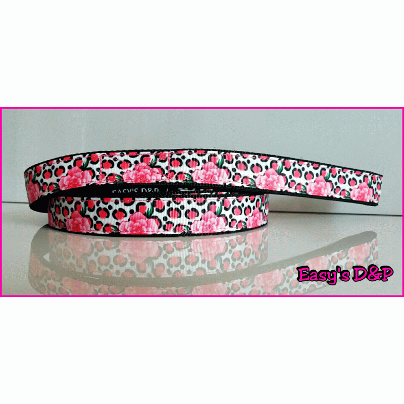 Lijn panter roze bloemen zwart 