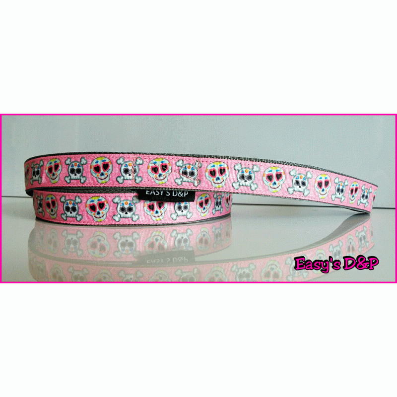 Lijn roze happy skulls grijs