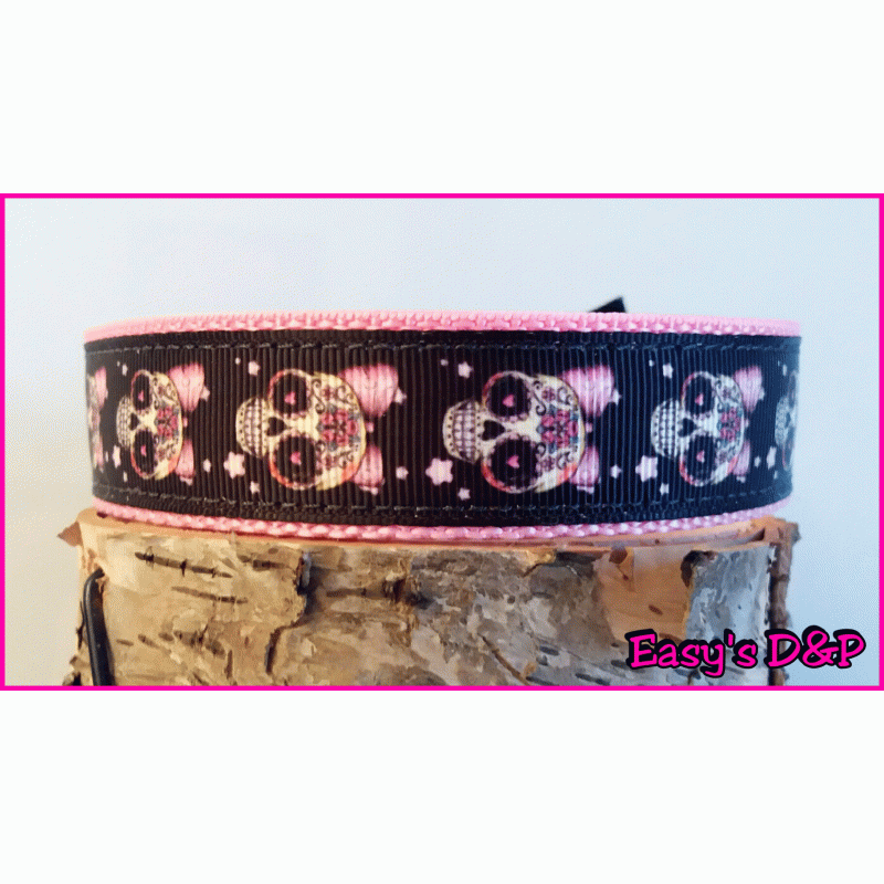 Skull strik baby roze 2.5 cm hb