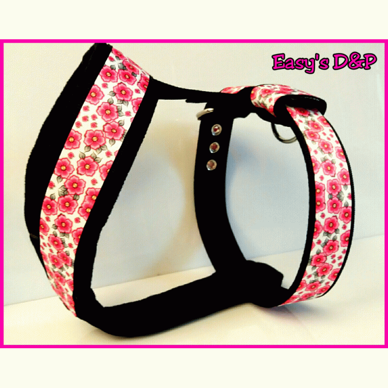 Tuig roze bloemen zwart 