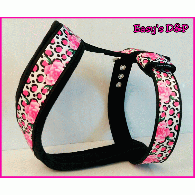 Tuig panter roze bloemen zwart