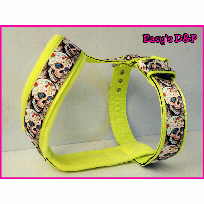 Tuig skull kruis neon geel