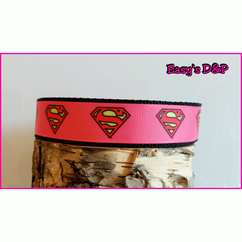 Roze superman zwart 2.5 cm hb