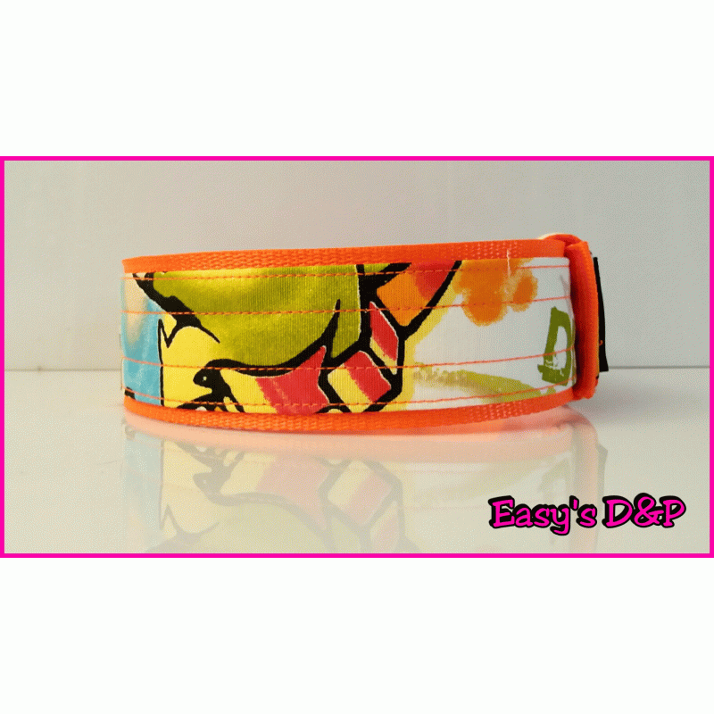 H.b stof graffiti neon oranje 