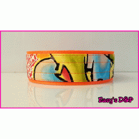 H.b stof graffiti neon oranje 