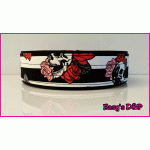 Skull rozen streep zwart stof hb