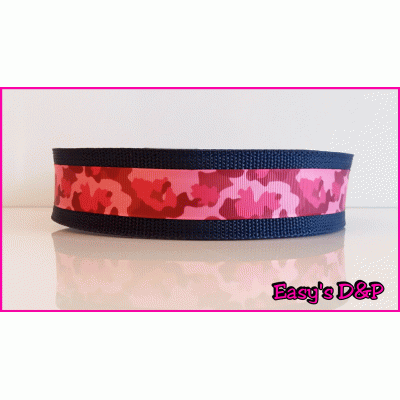 Hb donker blauw met roze camo lint 