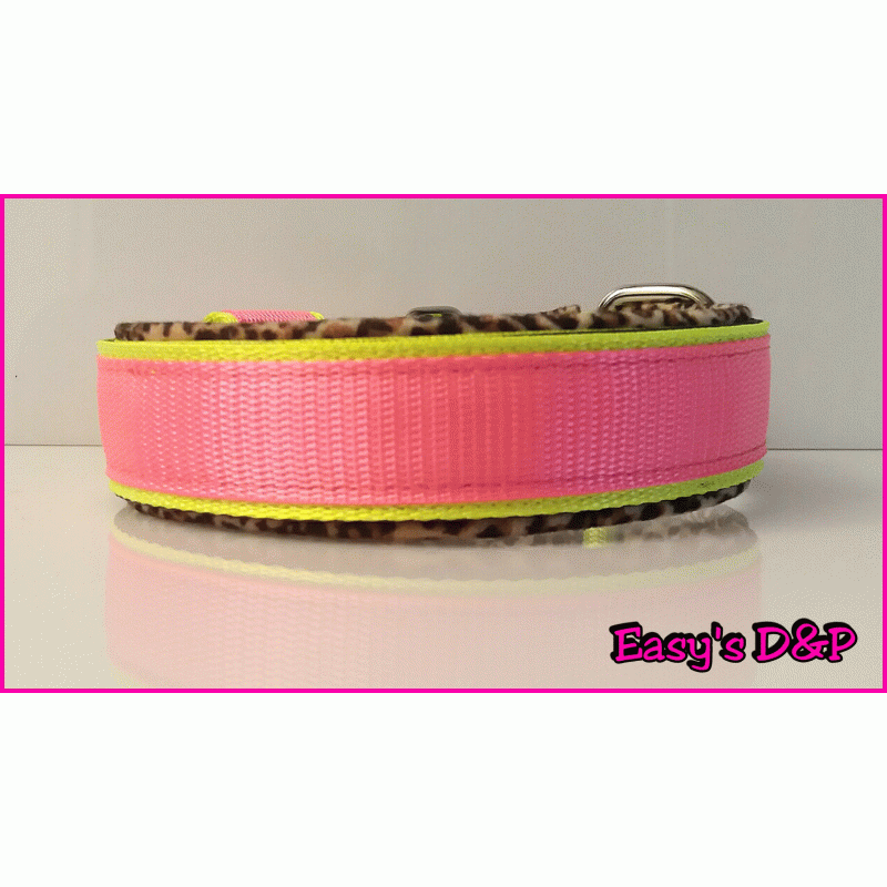 Neon geel met neon roze panterprint fleece hb