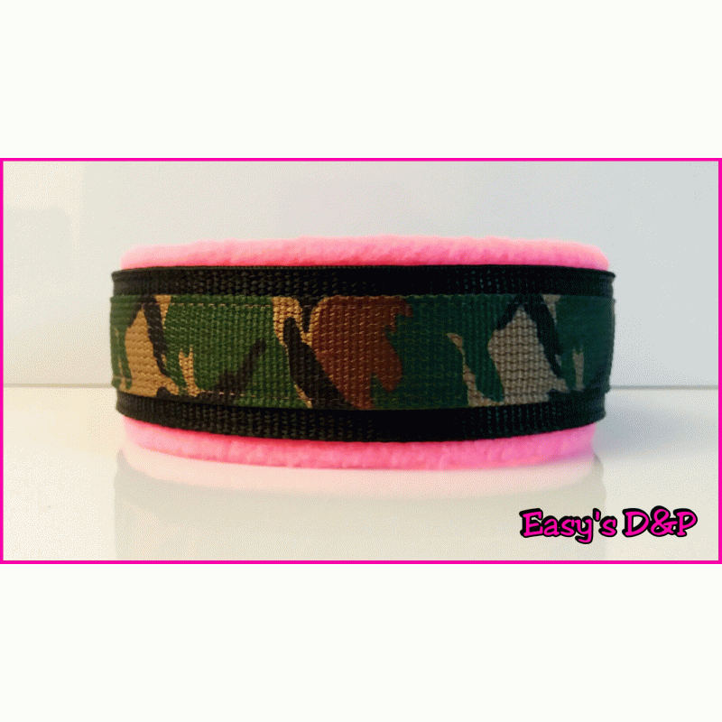 Camo groen zwart nylon neon roze fleece