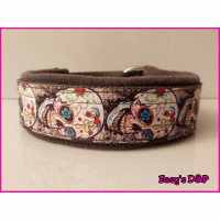 Sliphalsband skull kruis grijs 