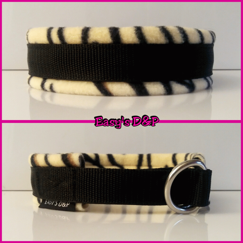 Sliphalsband zwart tijger fleece
