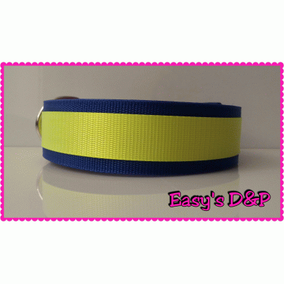 Kobaltblauw met neon geel halsband