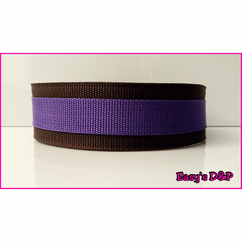 Bruin met paars halsband