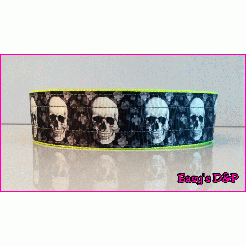Neon geel skull echt grijs 2.5cm hb