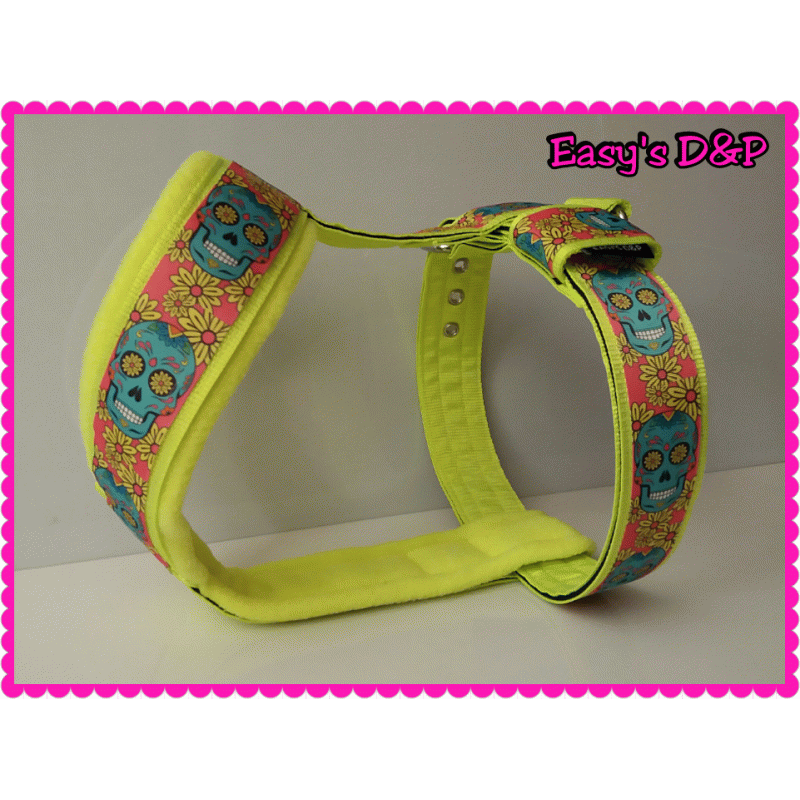 Tuig neon geel skull turquoise 