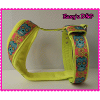 Tuig neon geel skull turquoise 