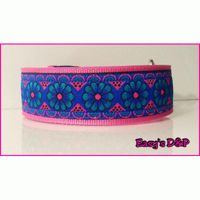 Bloemen blauw nylon fuchsia hb