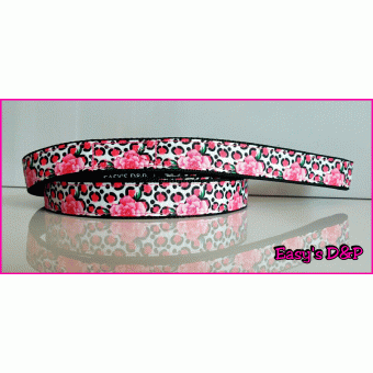 Lijn panter roze bloemen zwart 