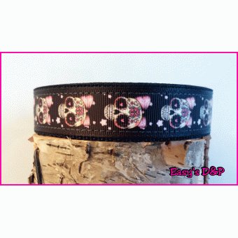 Skull strik zwart 2.5 cm hb