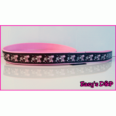 Lijn skull strik baby roze 