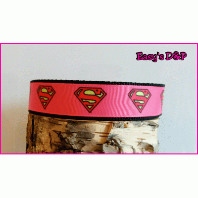 Roze superman zwart 2.5 cm hb