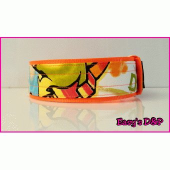 H.b stof graffiti neon oranje 