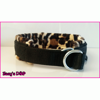 Sliphalsband zwart panterprint voering Sliphalsband zwart panterprint voering
